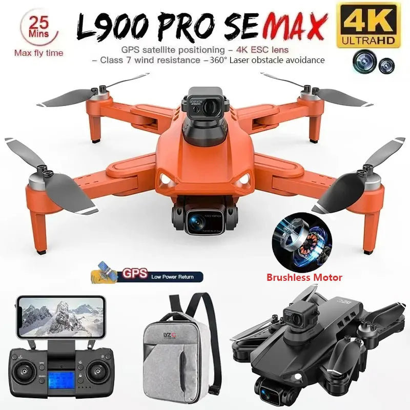 Drone GPS L900 Pro SE MAX 4K, doble cámara HD profesional 5G WIFI 360° Motor sin escobillas para evitar obstáculos Rc FPV Quadcopter Dron