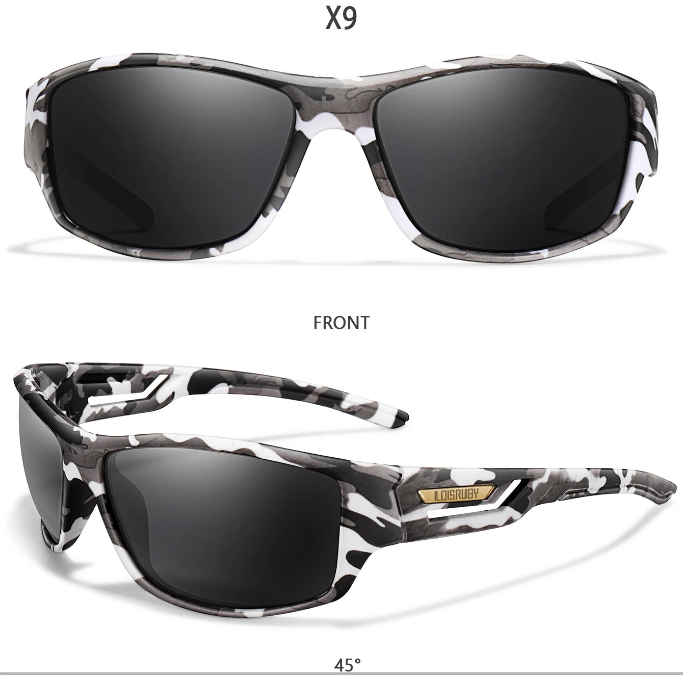 Lunettes de pêche polarisées camouflage — conduite, sports de plein air, cyclisme, course, UV400