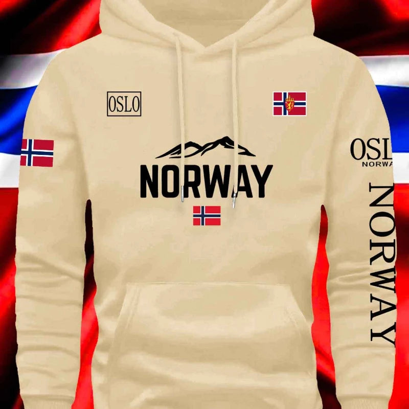 Sudadera con capucha estampada noruega para hombre y mujer, nueva colección otoño-invierno, vacaciones diarias al aire libre, Fitness, ropa deportiva cálida e informal