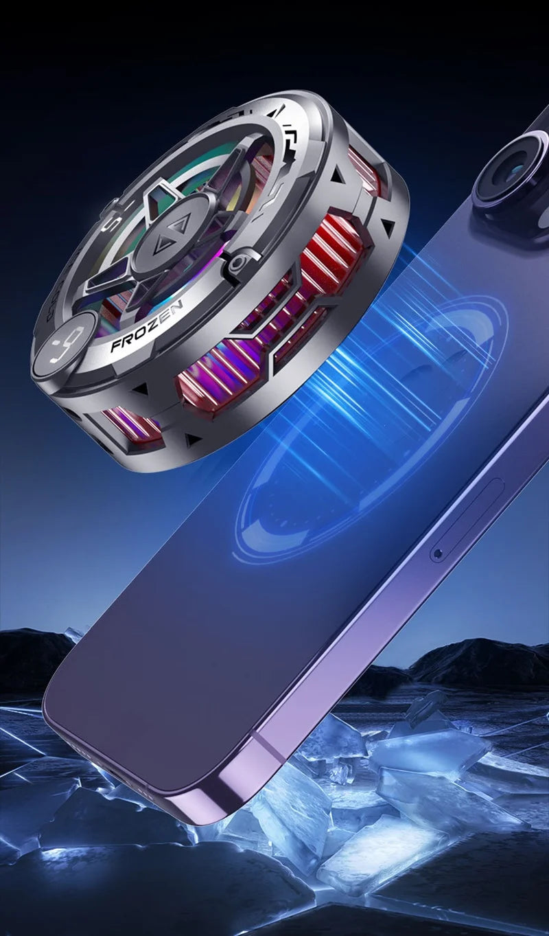 Refroidisseur de téléphone universel pour le jeu, ventilateur de refroidissement semi-conducteur magnétique avec écran numérique et lumières RVB
