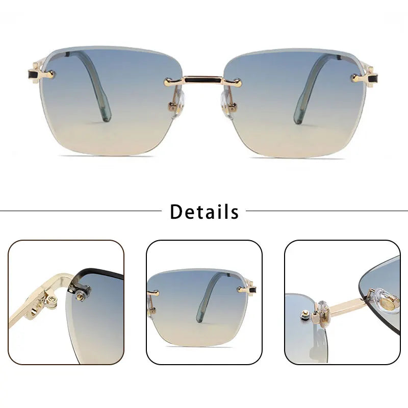 CATERSIDE New Rimless Pilot Sunglasses Men Gradient Sunglasses Women Retro Business Shopping UV400 Sun Glasses For Men