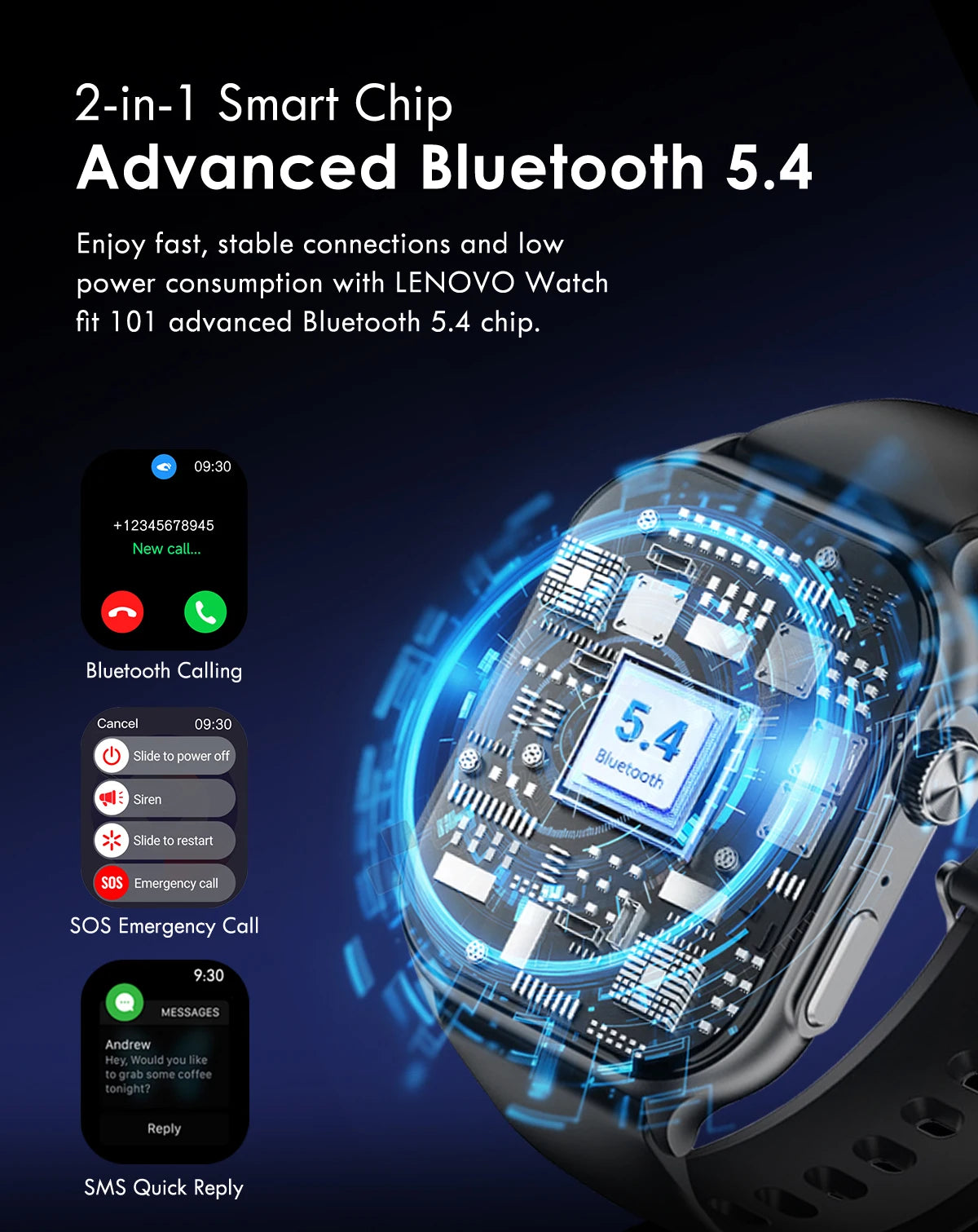 Reloj inteligente Lenovo, reloj deportivo con pulsómetro, pantalla táctil completa, llamadas BT