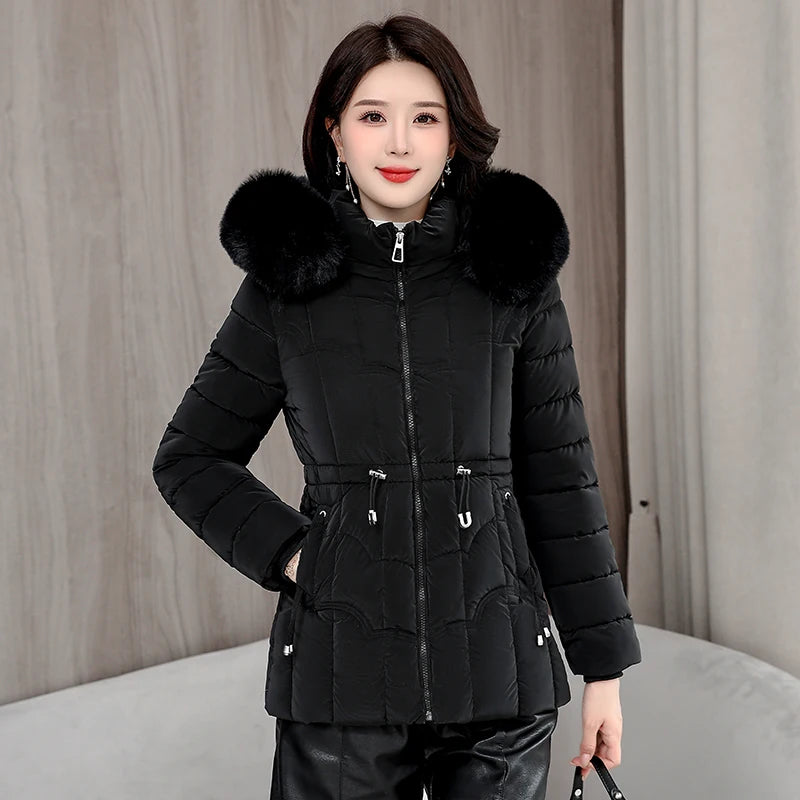 Winter 2025 new down jacket women Parkas fashion high quality warm cotton padded coat ladies short hooded overcoat tops