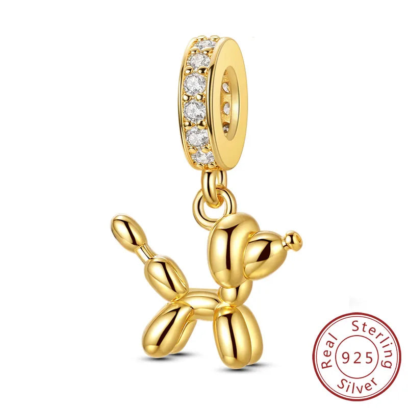 Abalorios de plata de ley 925 con huellas de perro, gato, corazón, animales, abalorios que se ajustan a pulseras, collares, colgantes, joyas para mujer, para hacer tú mismo