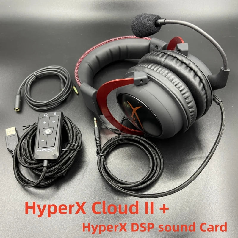 HyperX Cloud II - Auriculares Hi-Fi 7.1, sonido envolvente, para juegos, con micrófono, para ordenador y teléfono móvil, Original, usado