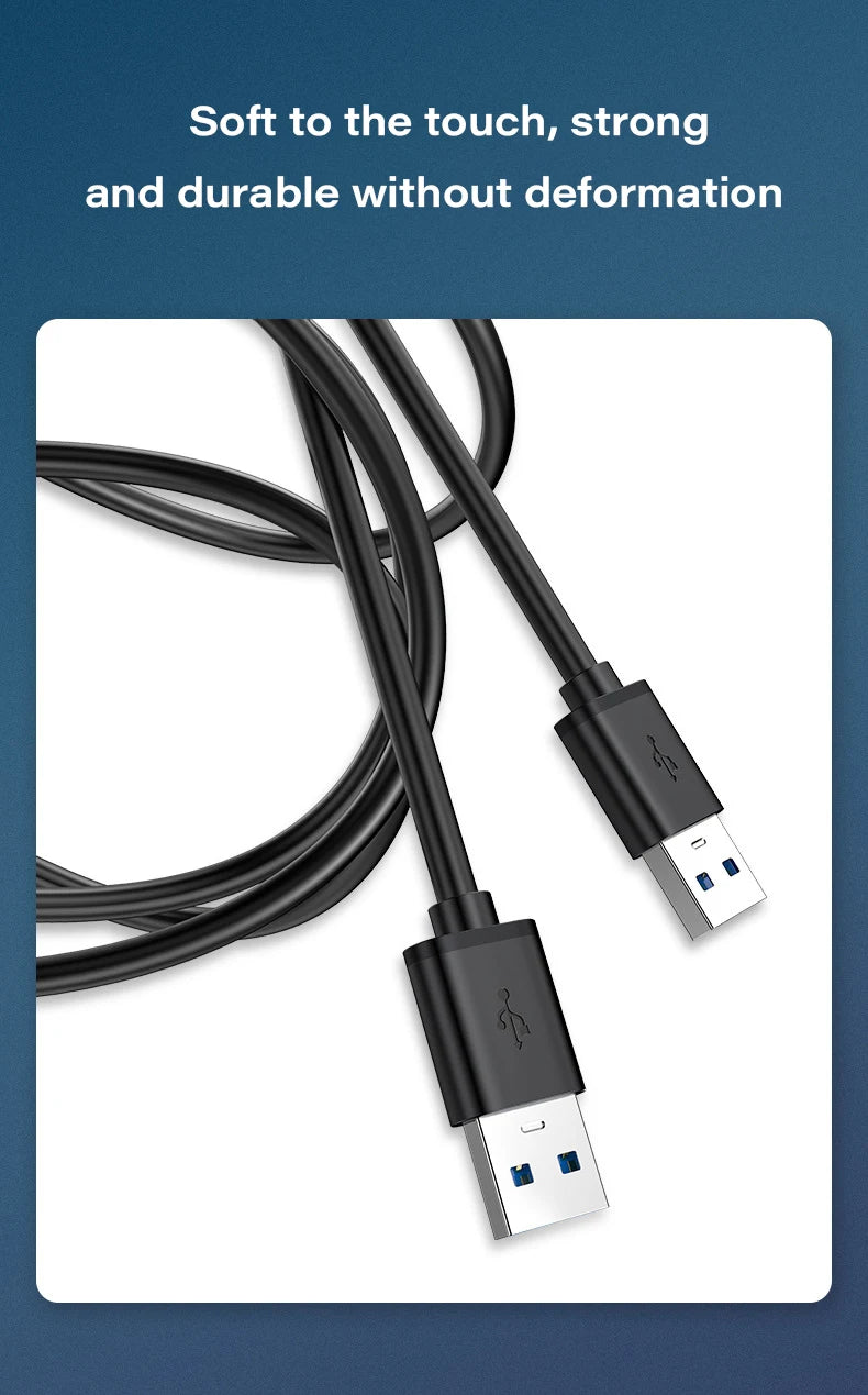 Câble d'extension USB 3.0 mâle vers mâle, 5Gbps, transmission rapide, câble de données, ordinateur portable vers disque dur mobile, TV