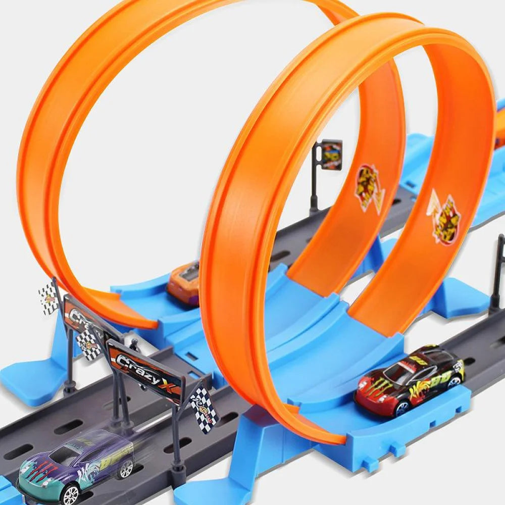 Cascadeur vitesse Double voiture roues modèle jouets pour enfants piste de course bricolage assemblé Rail Kits éducatif interactif garçon enfants jouet