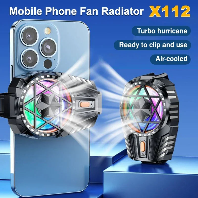Refroidisseur Téléphone Clip Arrière — 3 Vitesses LED RGB iOS & Android