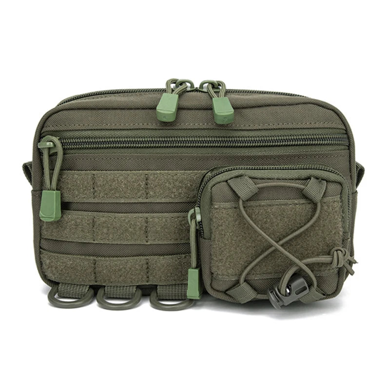 Pochette d'administration horizontale tactique Molle avec poche avant à cordon, pochette modulaire EMT, sac de rangement utilitaire EDC, sac de taille d'extérieur