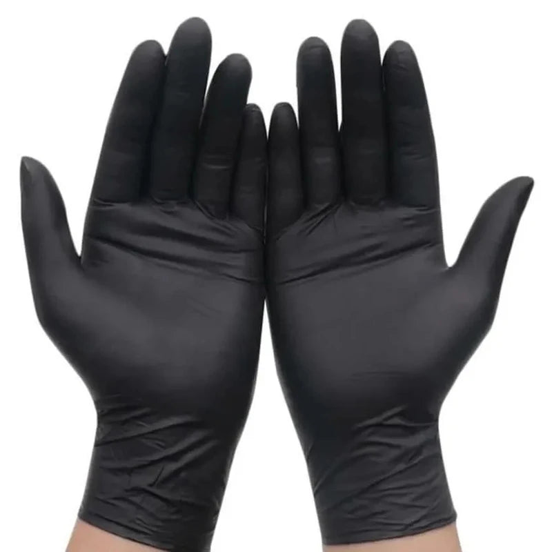 Gants jetables en Nitrile noir, 50/20 pièces, sans Latex, imperméables, durables, adaptés à la cuisine, transformation des aliments, salon de beauté, famille