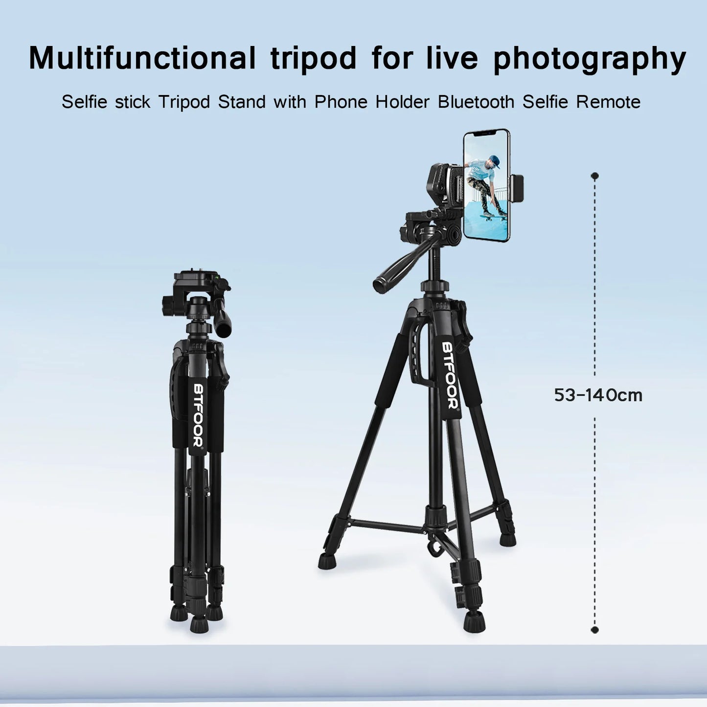 Trépied Photo Aluminium 140cm — Support Téléphone & DSLR Tête Panoramique