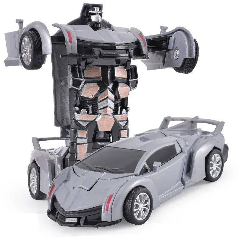 Coche de juguete de cambio de forma de impacto inercial para niños, robot Autobot de cambio de forma con un solo botón, rompecabezas de cambio de forma, colisión