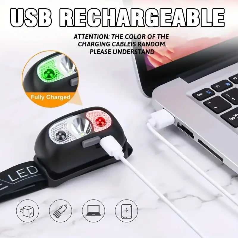 Capteur de mouvement phare Rechargeable lampe de poche LED phares Ultra lumineux lampe frontale de pêche Led front lampe frontale lampes de poche