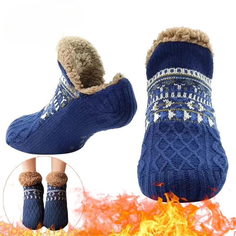 Super Warm Non-Slip Floor Socks for Women and Men, Snow Socks, Sleeping Mat, Slippers, Velvet Boots, Homewear