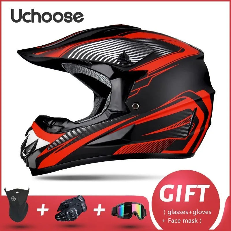 Casque de moto tout-terrain professionnel pour adultes et enfants, casque de moteur de course DOT de descente, cadeau gratuit