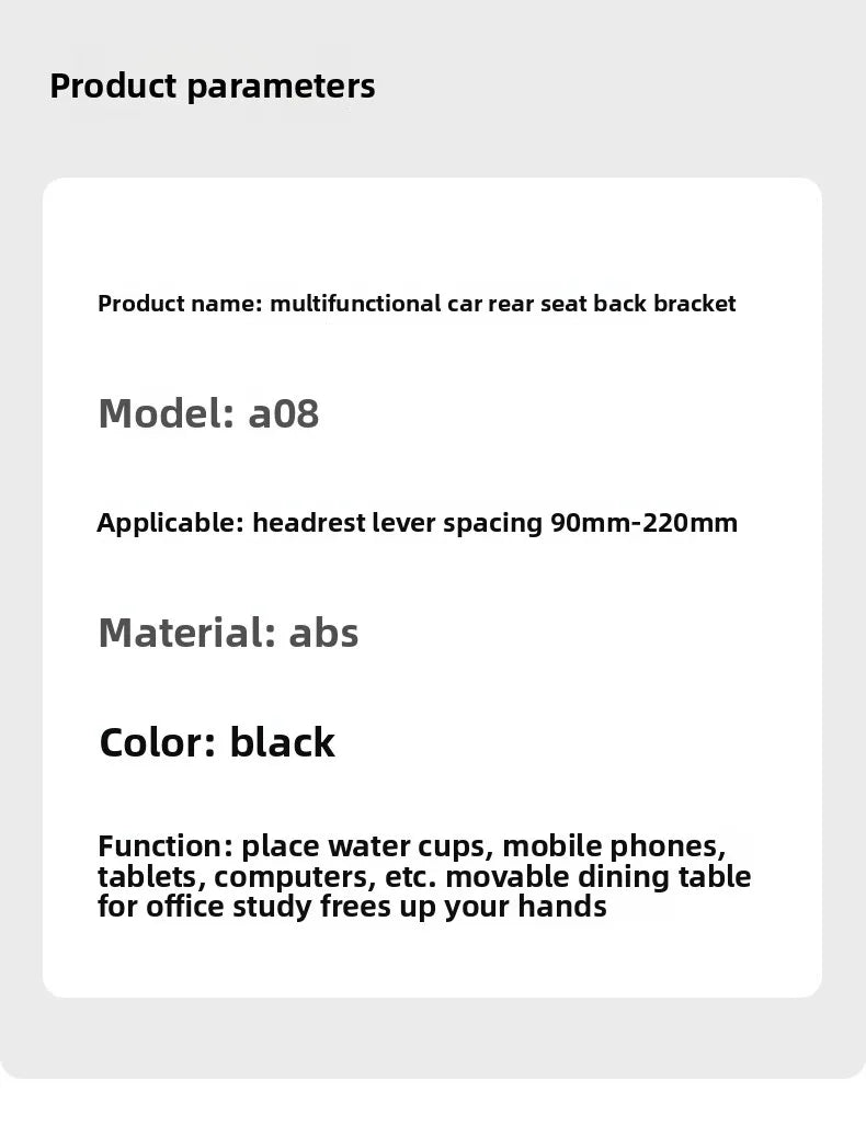 360 °   Table rotative pour plateau de voiture – Support de siège arrière en ABS, porte-ordinateur portable et porte-boissons pour les voyages sur route