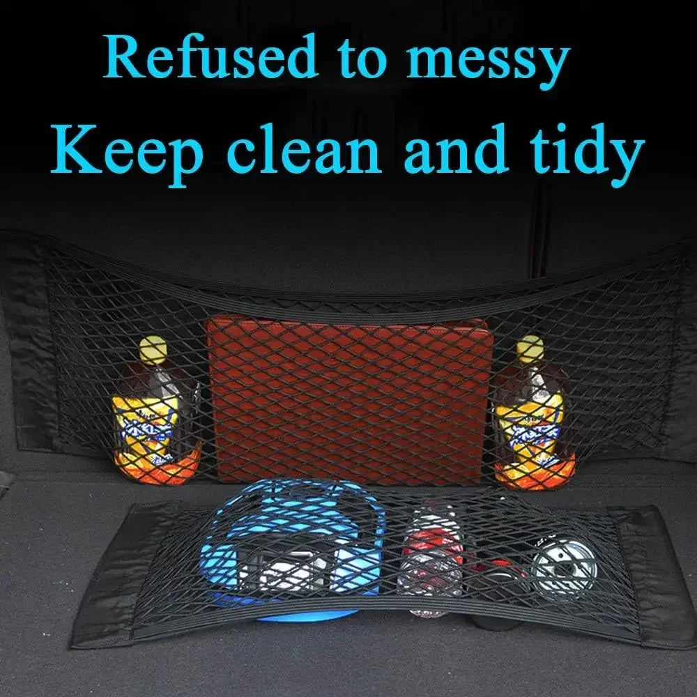 Car Trunk Storage Net, Magic Artificial Elastic Sticker, Universal, Rear Seat Bag