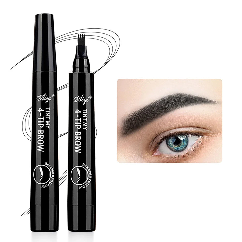 Crayon à 4 fourches pour microblading, maquillage pour les yeux, résistant à l'eau, naturel, longue durée, cinq couleurs