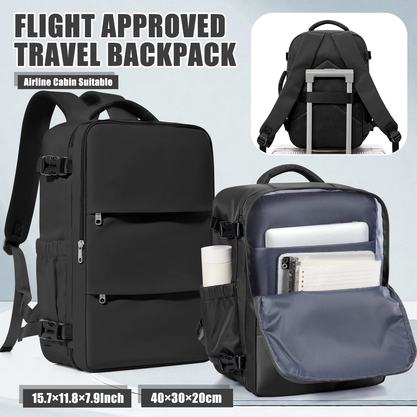 Sac à dos de voyage cabine avion 40x30x20 — étanche, ordinateur portable, bagage à main