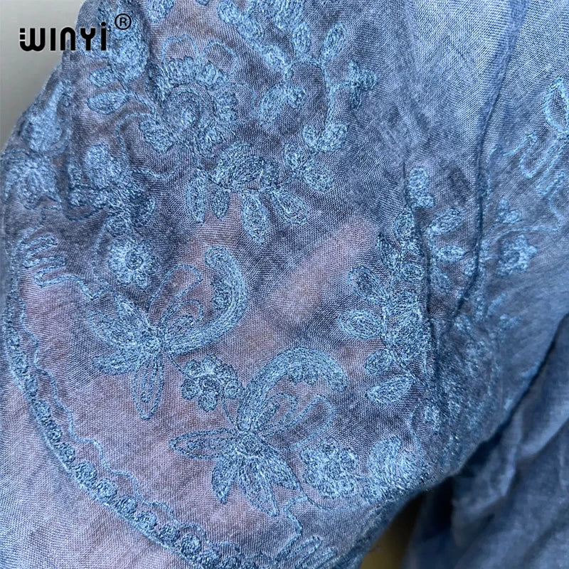 WINYI kimono brodé teint à la main cardigan vêtements de plage robe de soirée abaya dubaï luxe couvertures tenues de plage femmes maxi manteau