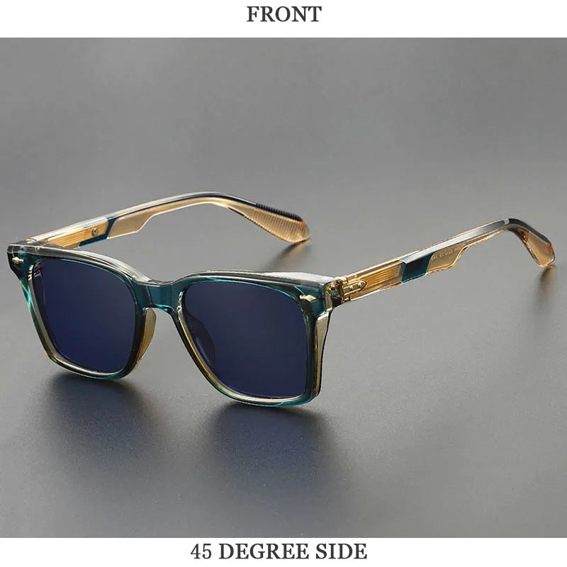 Lunettes de soleil carrées bleues pour hommes — rétro, femmes, à la mode, vintage