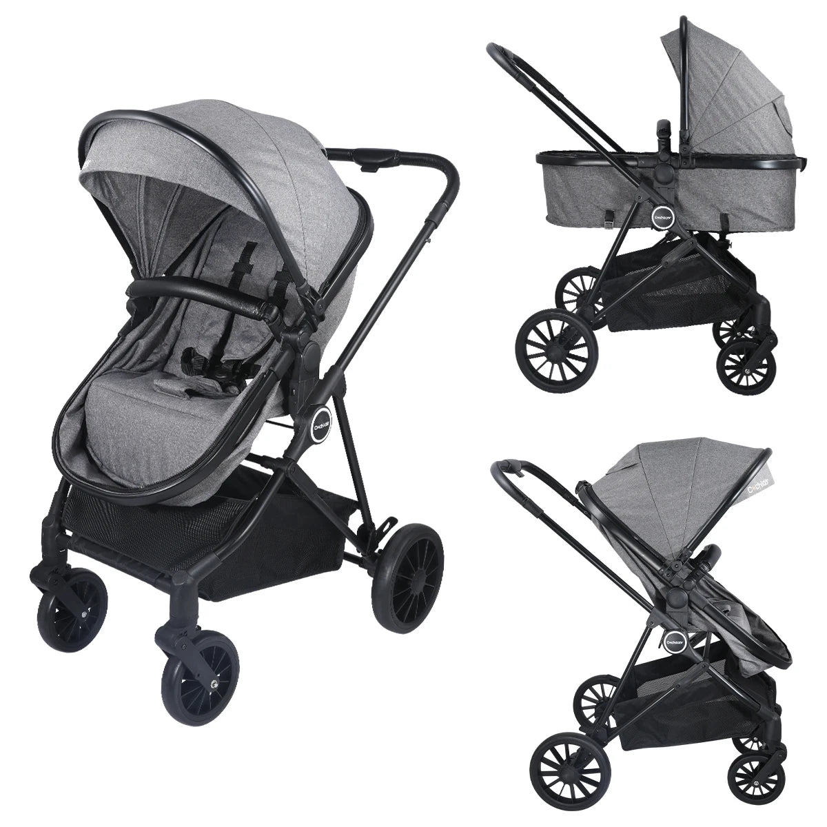 Poussette Haute Bébé 2 en 1 Nouveau-Né — Pliable Bidirectionnelle Cadeau Noël