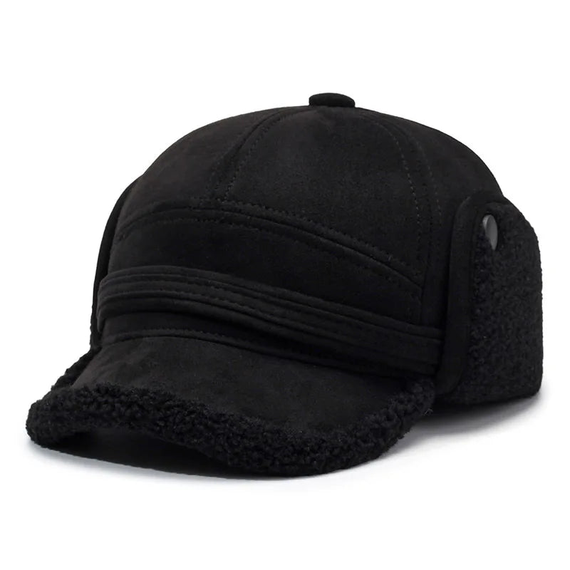 Gorra de béisbol FS marrón invierno para hombre, gorro de aviador cálido cortavientos para exteriores, gorra Vintage de felpa gruesa para mujer, gorra de oreja para hombre