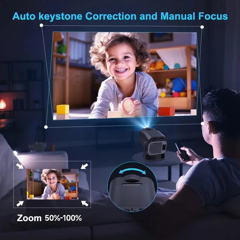 Android 11 4K Projector 2025, Native 1080P Resolution, 390 ANSI, HY320 Mini, Dual Wifi6, BT5.0, 1920*1080P, Portable Cinema, Upgraded HY300 Projector