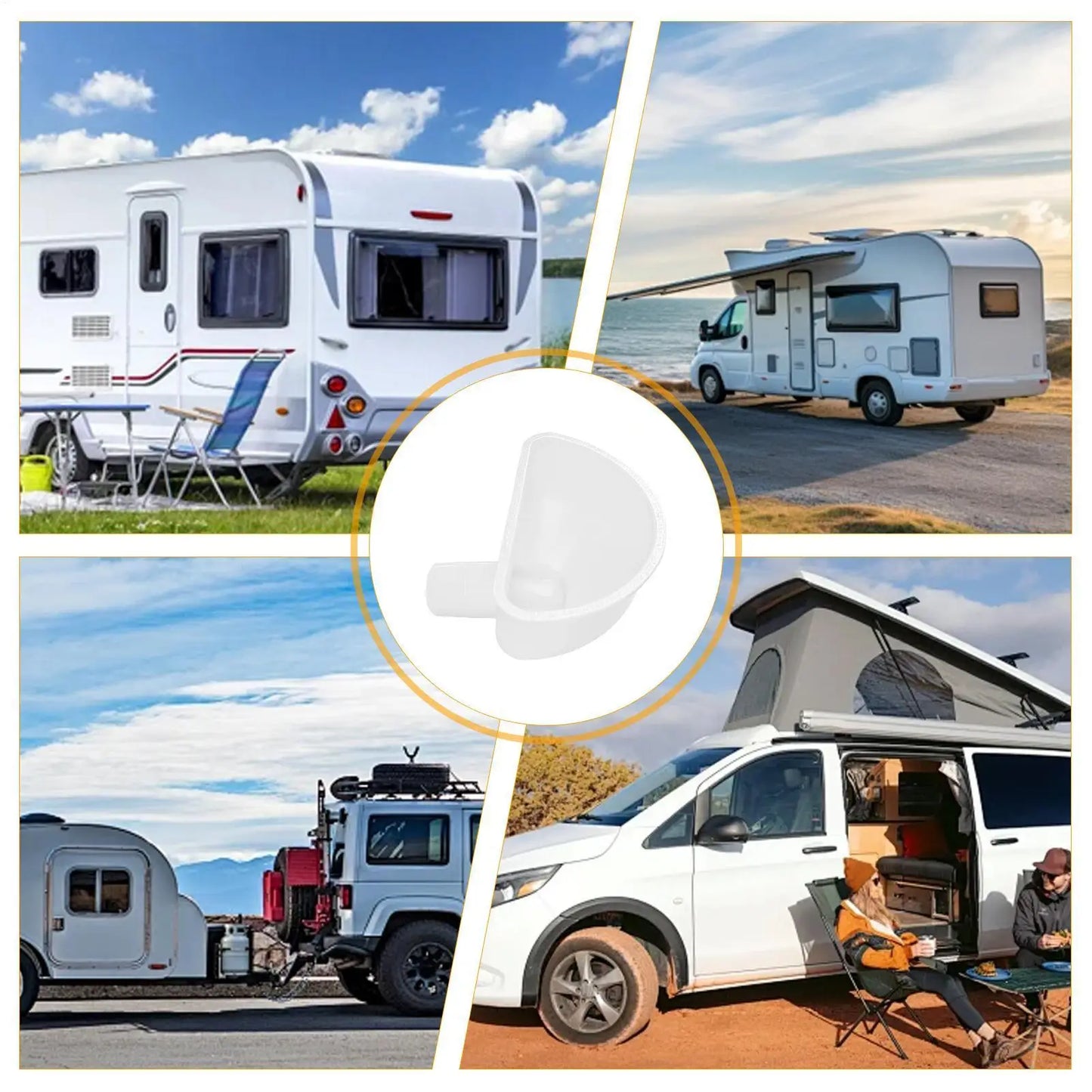 Entonnoir de remplissage de réservoir d'eau pour camping-car, entonnoir de remplissage d'eau imprimé en 3D, accessoire essentiel pour camping-car, caravane, camping, voyages sur route