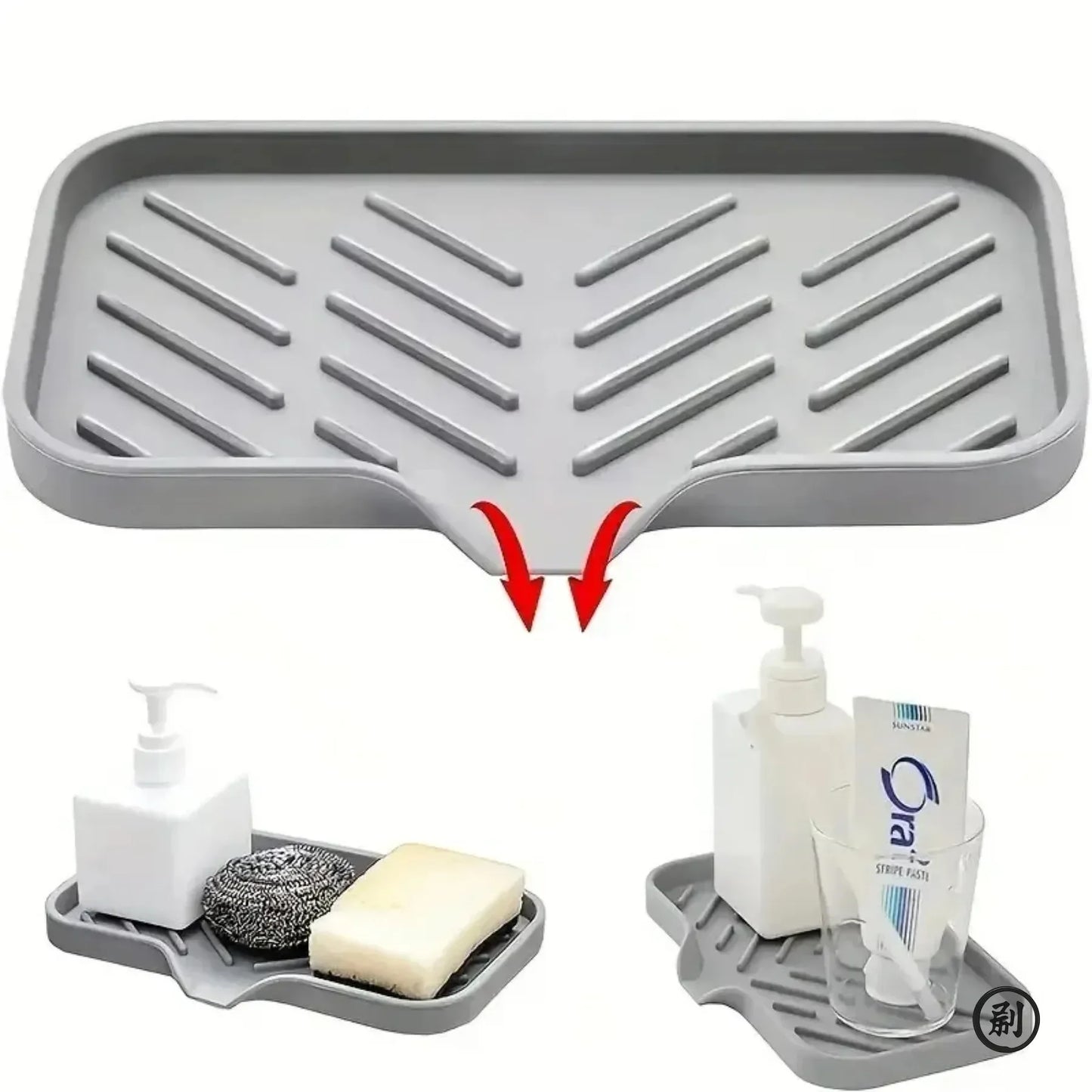 Bandeja de silicona para fregadero con drenaje, soporte de almacenamiento para esponja de jabón, encimera de fregadero, cepillo para fregar, soporte de almacenamiento, organizador de cocina