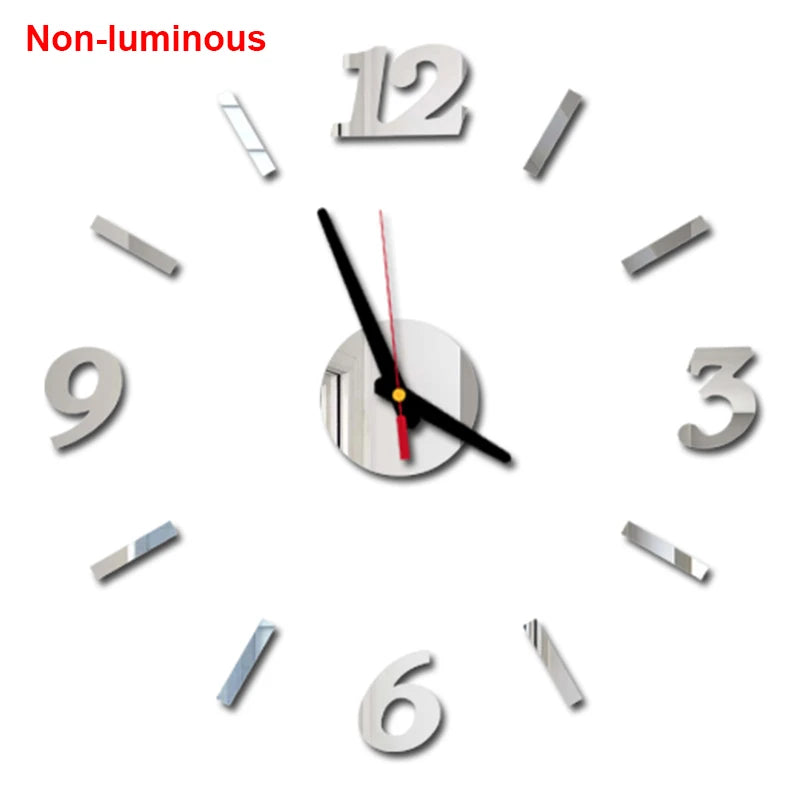 Reloj de pared, reloj de pared luminoso DIY, reloj de cuarzo, pegatinas de espejo acrílico, reloj de pared, decoración de pared, decoración cálida del hogar.