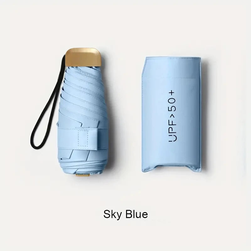 Paraguas de protección UV ultraligero – Diseño compacto y plegable con mango de acero inoxidable para sol y lluvia, toldo duradero de 190T