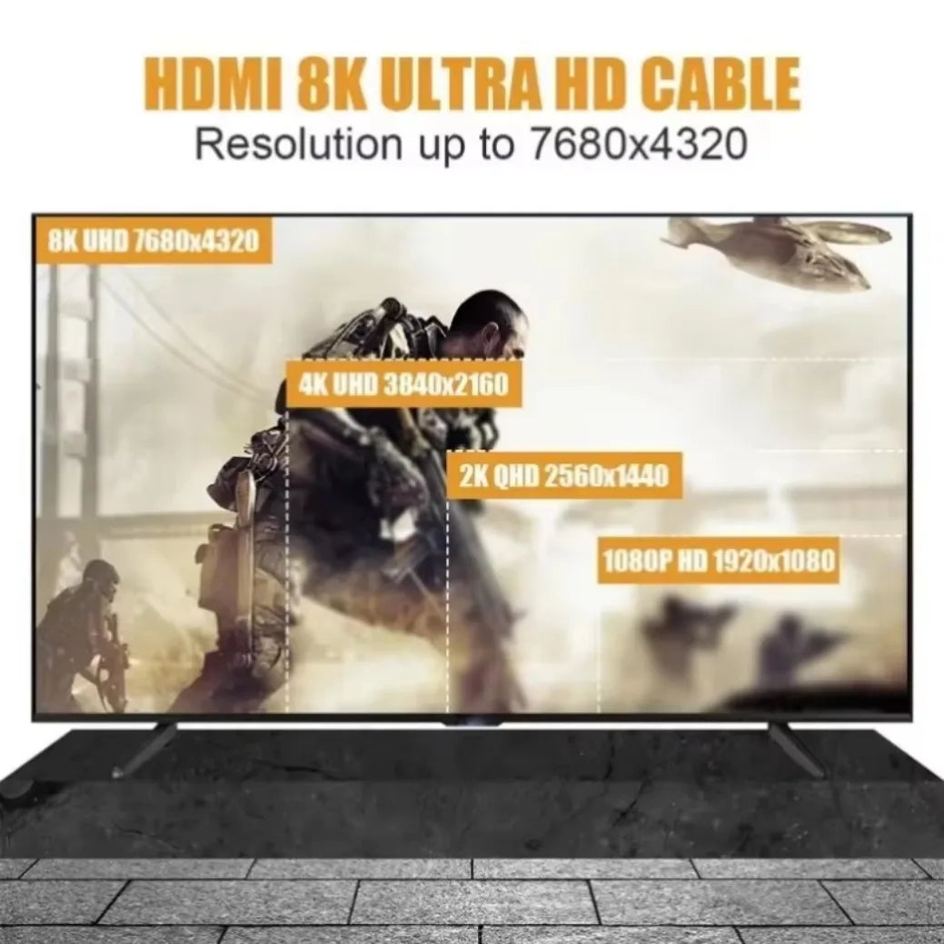 8K 4K @ 120Hz 8K @ 60Hz HDMI Compatible Cable, HDMI 2.1 Cable, 48Gbps Adapter for RTX 3080 eARC HDR, Laptop PC TV Box PS5 Video Cable