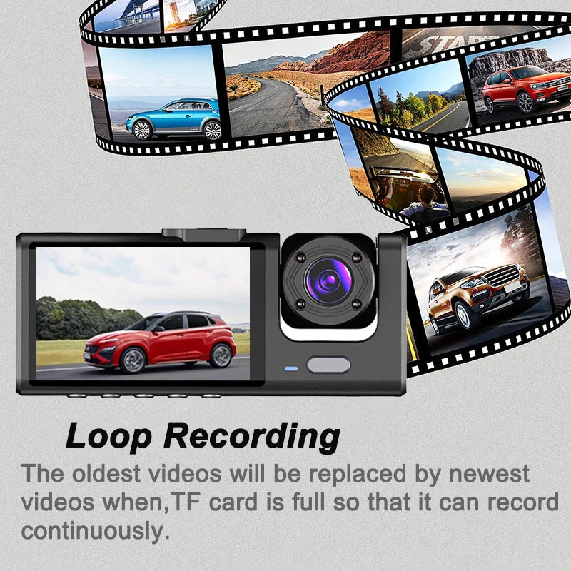 Dashcam 1080P WiFi 2/3 Caméras — Vision Nocturne Avant Arrière Véhicule