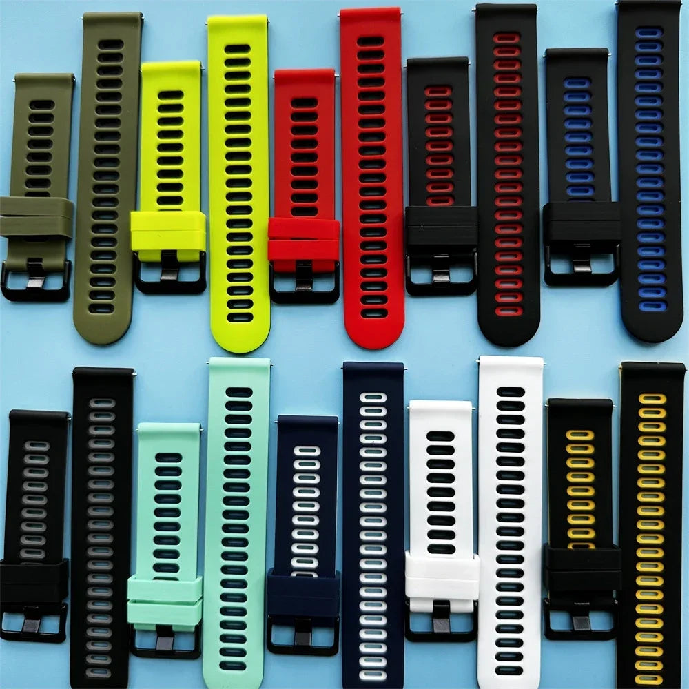 Bracelet de montre en silicone 20mm/22mm — compatible smartwatches, sport