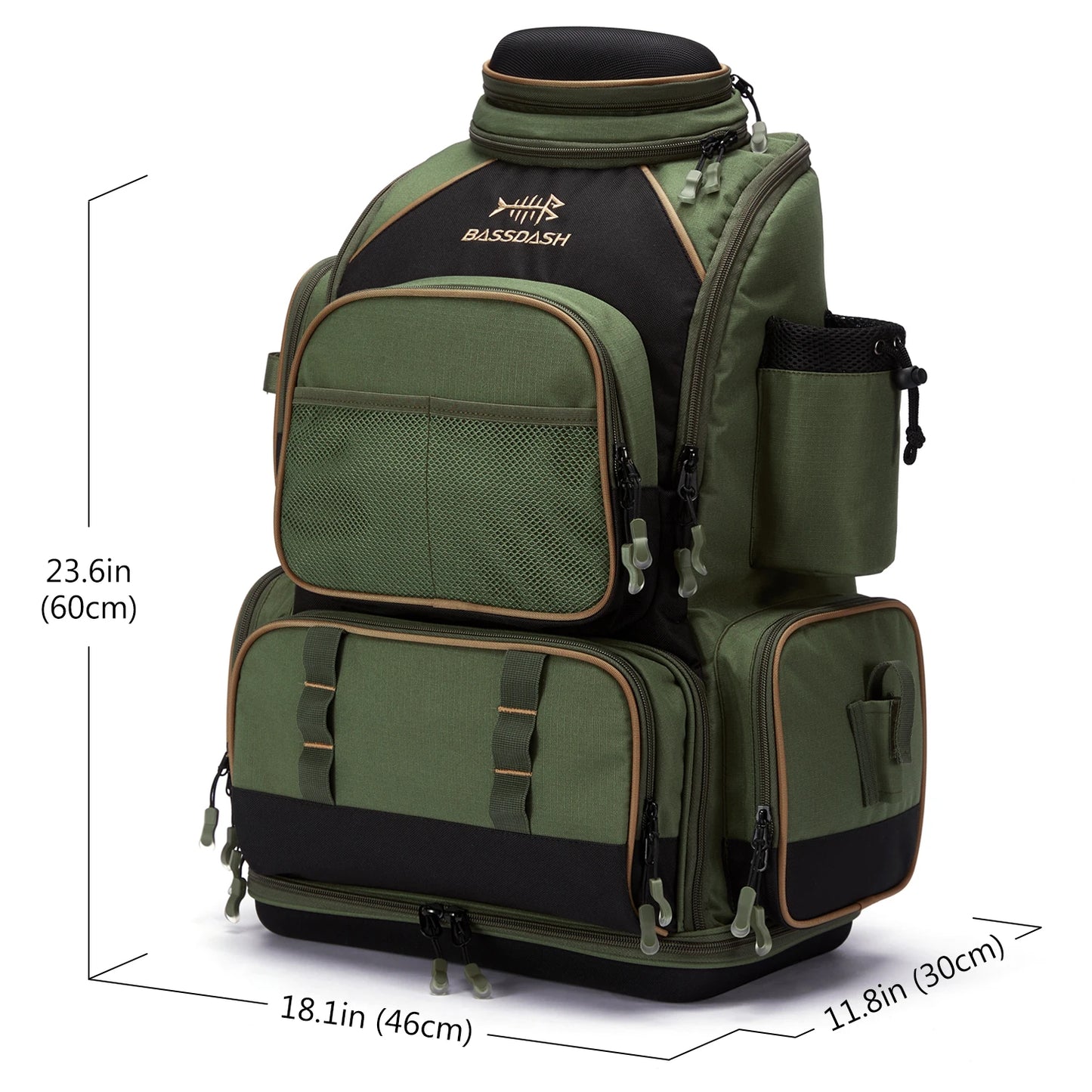 Bassdash Multifonctionnel De Pêche Sac À Dos Léger Tactique Doux S'attaquer Boîte avec Housse De Protection Pluie