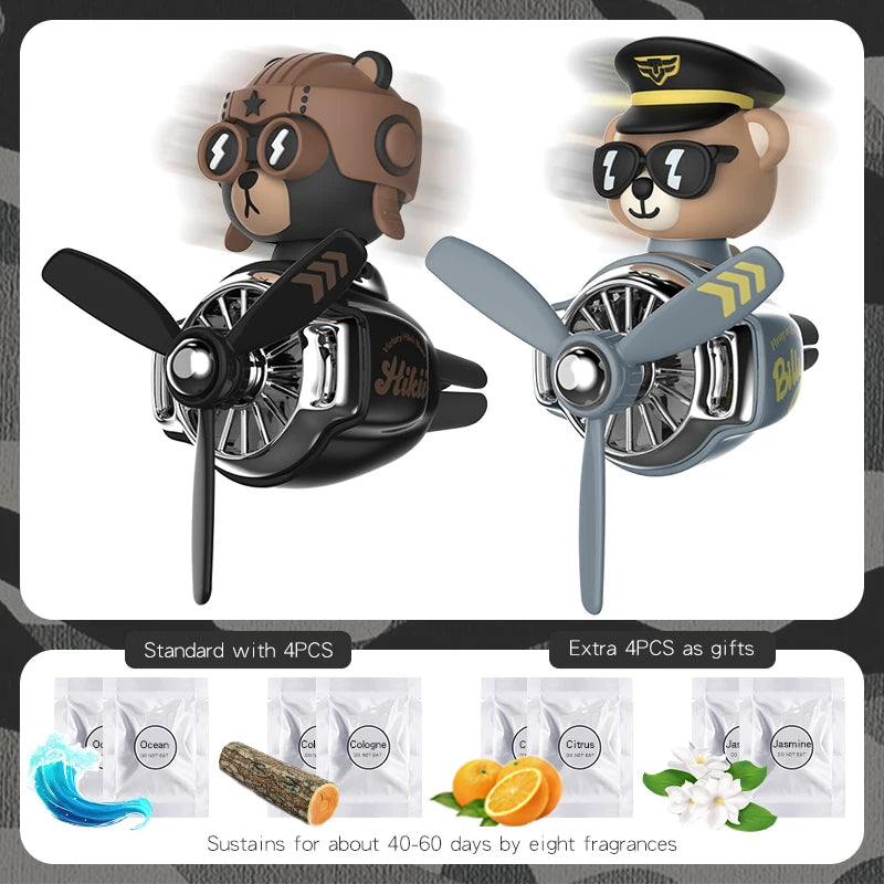 Désodorisant rotatif pour avion, pilote, ours, voiture, accessoires, décorations intérieures, clips de ventilation pour ventilateur, diffuseur de parfum, arôme