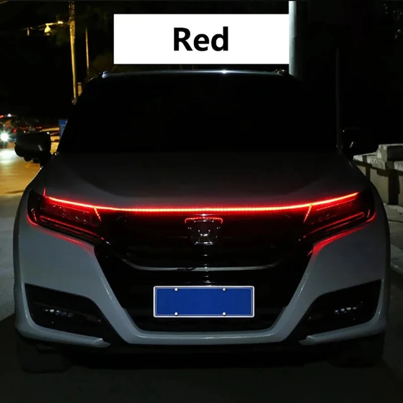 LED Daytime Running Lights for Car Hood, Scanning Start, Decorative Lights, Automatic Engine Hood Guide DRL, Decorative Ambient Lamp, 12V, 150cm