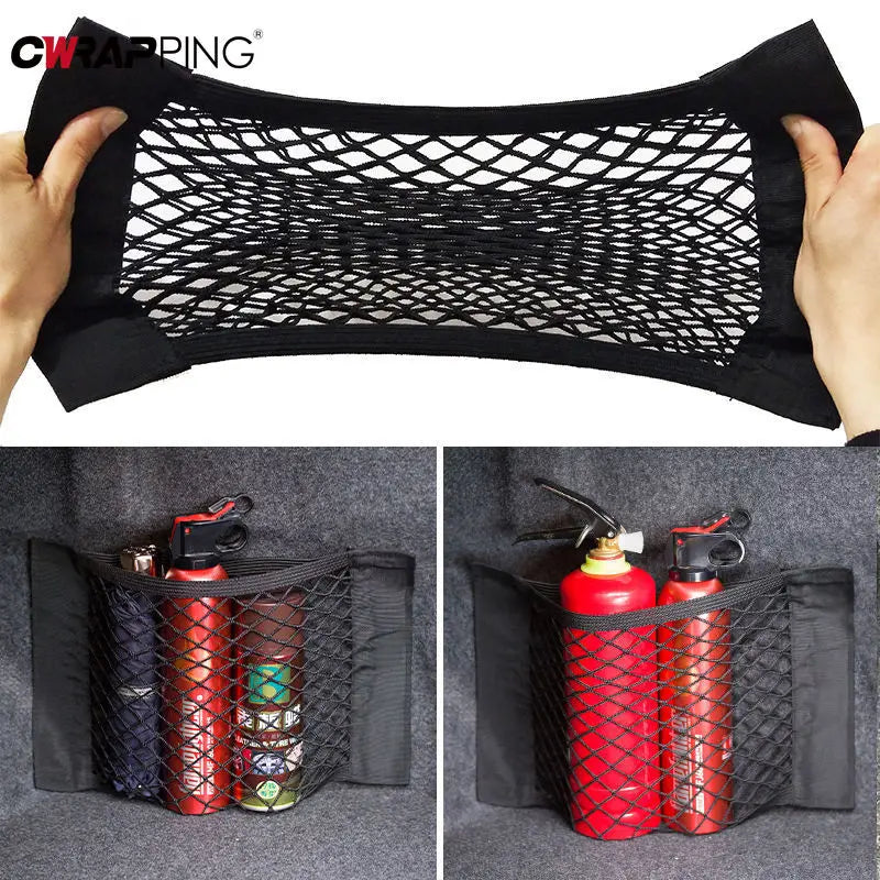 Bolsa de almacenamiento para maletero de coche, red de nailon, organizador de maletero trasero de coche, red elástica para equipaje, bolsillo, suministros para vehículos