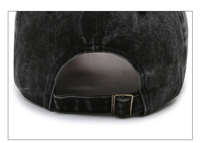 Casquette en denim shabby avec lettres lavées — hommes, femmes, chapeau de soleil, version coréenne, mode printemps/automne