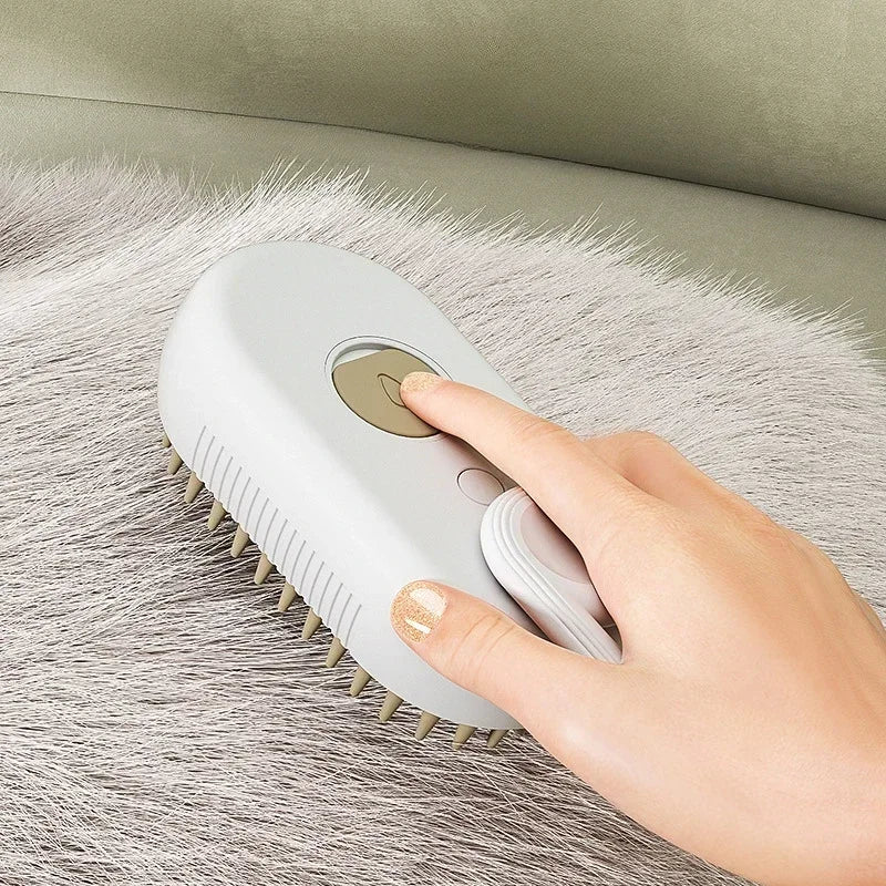 Brosse de Énergie à Vapeur 3 en 1 pour Chat et Chien, Peigne Pliable et Rotatif à un Bouton, Idéal pour le Bain et l'Épilation des Poils