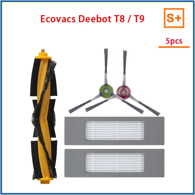 Dust Bag Parts for ECOVACS Deebot T9 AIVI T8 AIVI N8 Pro Robot Vacuum Cleaner, Main Side Brush, HEPA Filter, Replacement Accessories