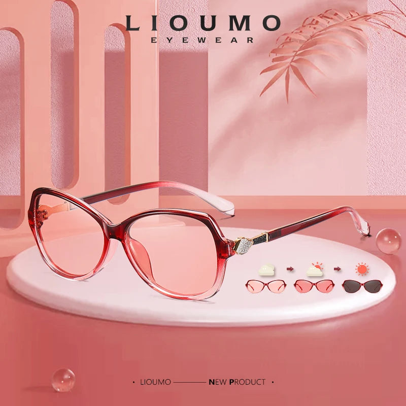LIOUMO - Stylish Crystal Women's Sunglasses, Polarized, Photochromic, Luxury, Chameleon Effect, Women's Sunglasses