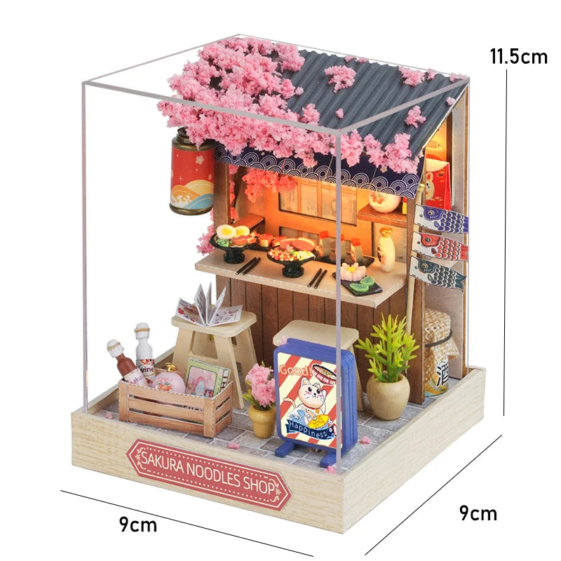Casa de muñecas de madera, modelo de jardín, puzle 3D, kits de construcción para montar, juguetes, decoración de dormitorio con luces LED, regalo para casa de muñecas, bricolaje