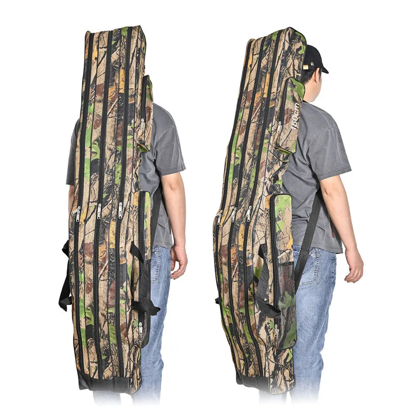 Sac de pêche en mer à grand ventre à trois couches, sac de canne à pêche à double épaule, trousse à outils pour le stockage extérieur, 1.2m, 1.5m