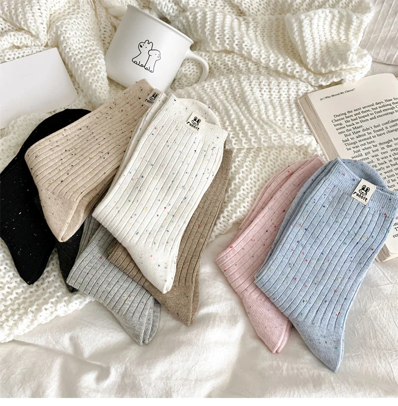 Chaussettes Carillon Respirantes Femme — Dessin Animé, Style Coréen, Décontractées, Douces
