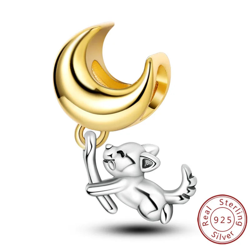 Abalorios de plata de ley 925 con huellas de perro, gato, corazón, animales, abalorios que se ajustan a pulseras, collares, colgantes, joyas para mujer, para hacer tú mismo