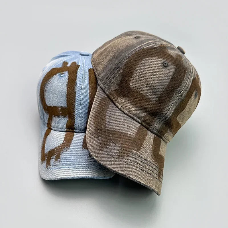 Casquette de baseball graffiti spray vintage délavée — hommes, femmes, hip hop, streetwear
