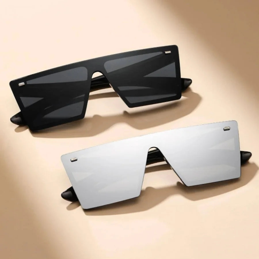 Lunettes de soleil à monture carrée surdimensionnée pour femmes, 2 pièces, mode décontractée, Style rétro Y2K, décoration de plage de rue
