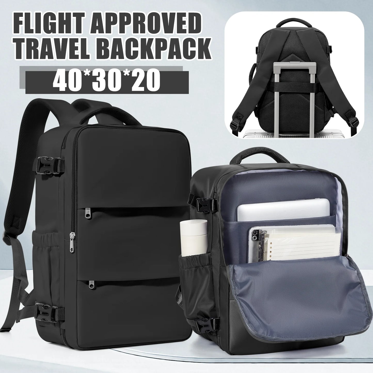 Sac à dos de voyage cabine avion 40x30x20 — étanche, ordinateur portable, bagage à main